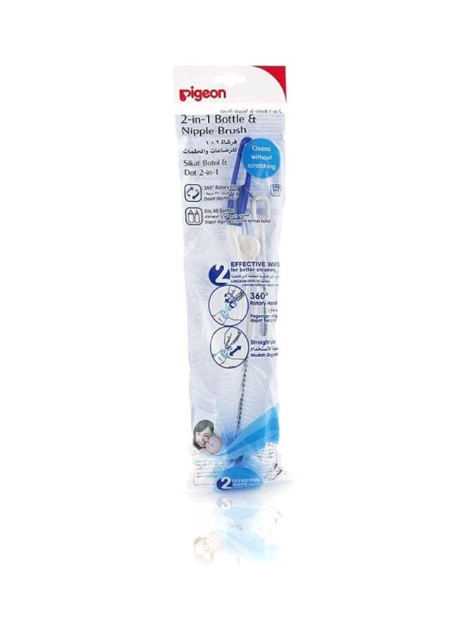 pigeon - 2-In-1 Bottle And Nipple Brush, Blue/White, 1 Piece - Image 1