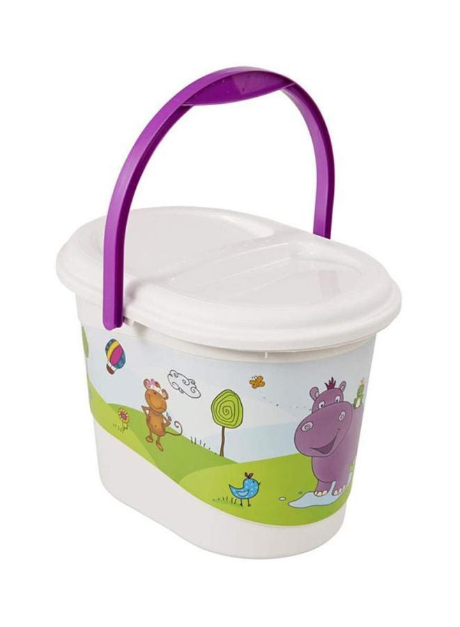 keeeper Animal-Themed Polypropylene Nappy Bin - White/Purple - Image 1