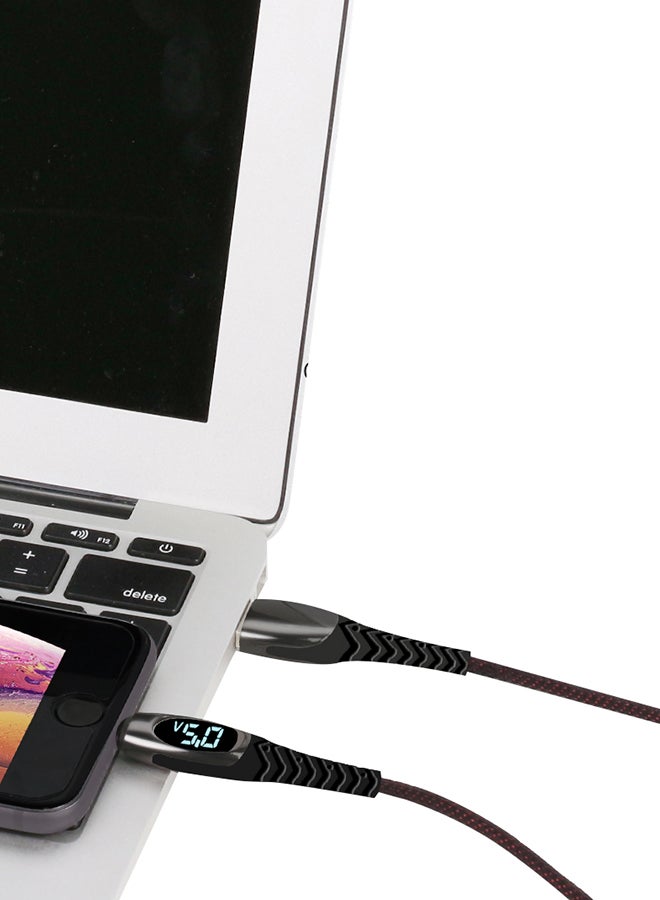 كيو سي واي كابل مضفر Type C للشحن السريع ونقل البيانات أسود - Image 3