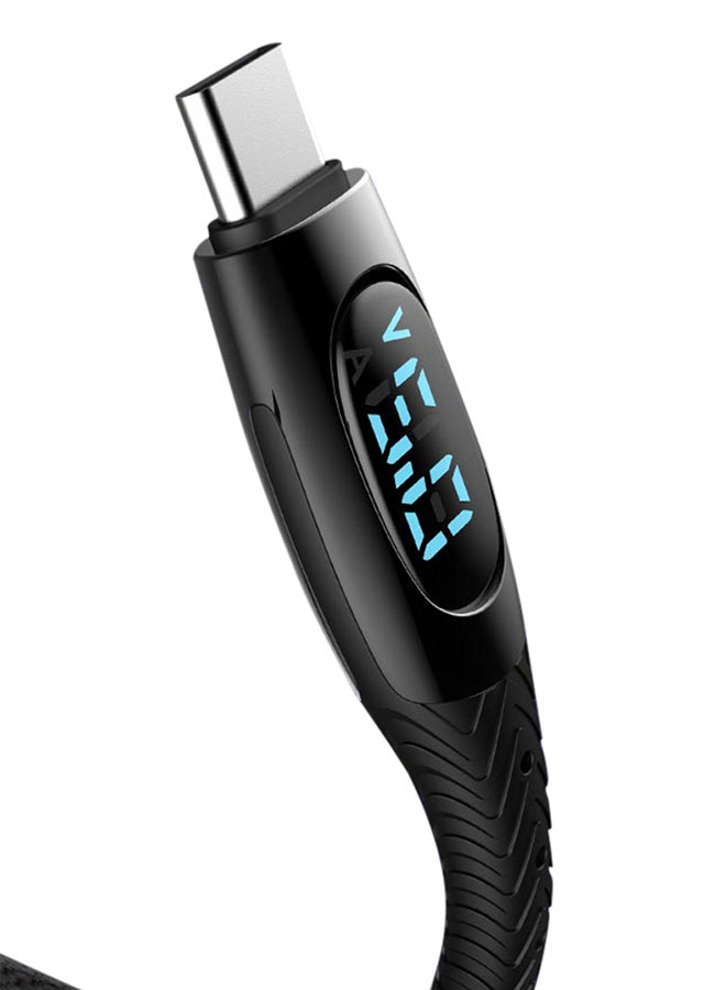 كيو سي واي كابل مضفر Type C للشحن السريع ونقل البيانات أسود - Image 1