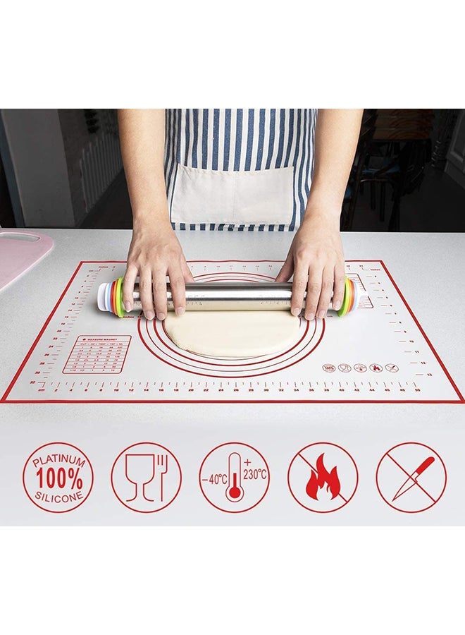 SKY-TOUCH Non-Stick Kneading Rolling Dough Baking Mat White/Red 60 x 40cm - Image 3