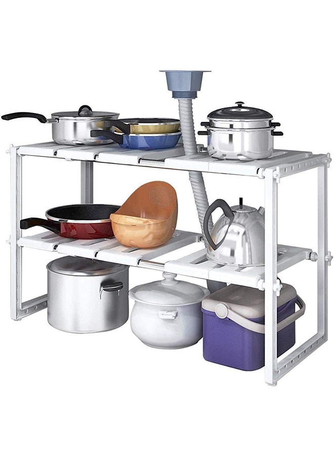 SKY-TOUCH 2-Tier Expandable Kitchen Storage Rack White 50cm - Image 2