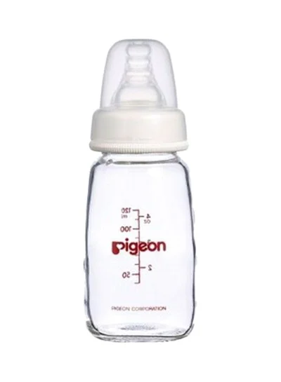 pigeon Peristaltic Nipple Glass Feeding Bottle, 0-3 M, 120 mL