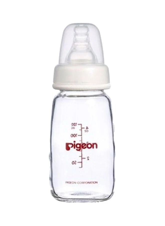 pigeon Peristaltic Nipple Glass Feeding Bottle, 0-3 M, 120 mL