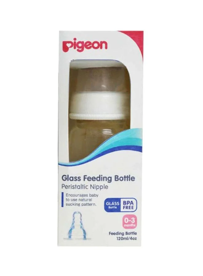 pigeon Peristaltic Nipple Glass Feeding Bottle, 0-3 M, 120 mL