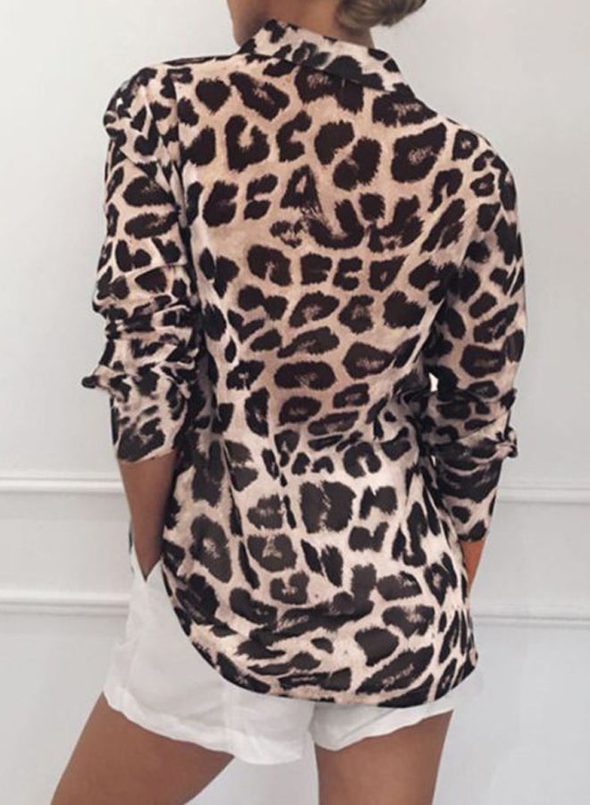 Lucky Leopard Printed Shirt Brown/White/Black  - Image 3