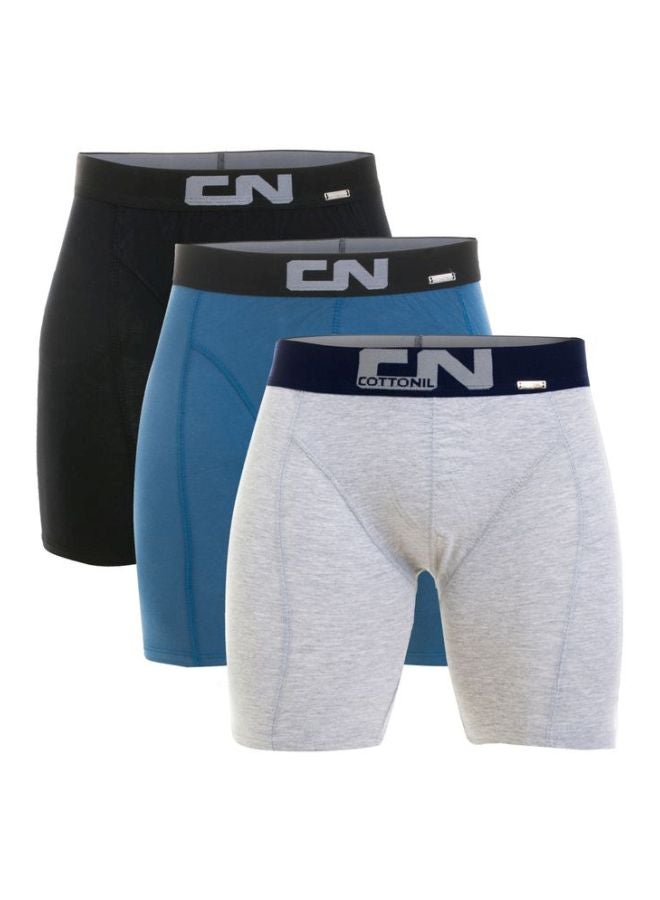 COTTONIL 3-Piece CN Sport Cotton Boxers Set Black/Blue/White  - Image 1