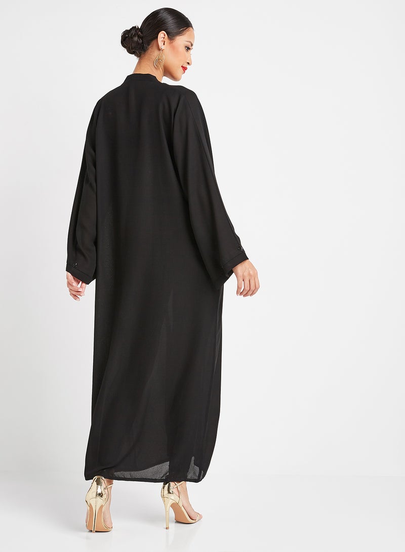 ROZA Stone Hand Work Design Abaya Black  - Image 2