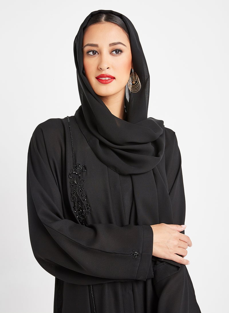 ROZA Stone Hand Work Design Abaya Black  - Image 4