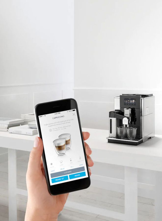 De'Longhi - Maestosa Fully Automatic Bean To Cup Coffee Machine With In Built Grinder,Smart One Touch Hot Chocolate,Cappuccino,LatteMacchiato,Espresso Maker App Lin 1 L 1450 W EPAM960.75.GLM Black/Silver - Image 1