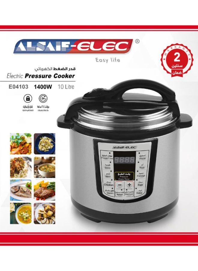 ALSAIF-ELEC - Electric Rice Cooker 10L 10.0 L 1400.0 W E04103 Silver/Black - Image 1