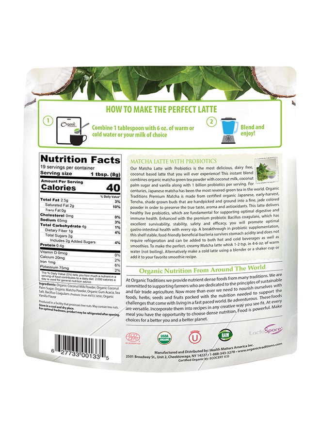 Organic Traditions Matcha Latte With Probiotics 150grams  - Image 2