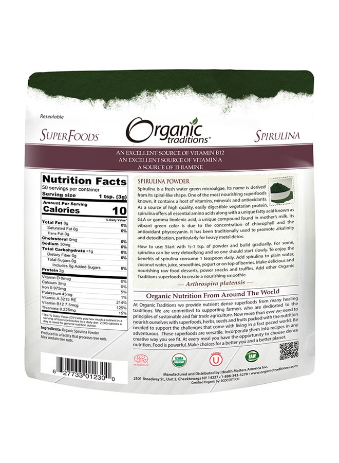 Organic Traditions Spirulina Powder 150grams  - Image 2