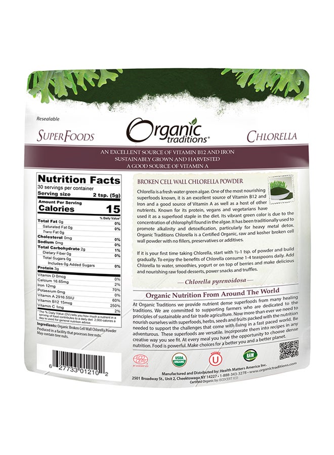 Organic Traditions Chlorella Powder 150grams  - Image 2
