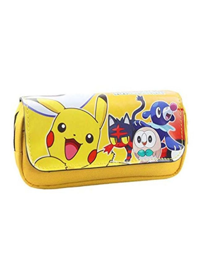 Lucky Pokemon Printed Dual Compartment Pencil Case Yellow/Blue/Black - Image 1