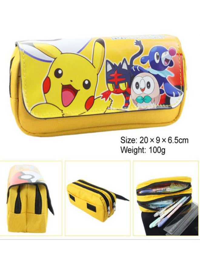 Lucky Pokemon Printed Dual Compartment Pencil Case Yellow/Blue/Black - Image 2