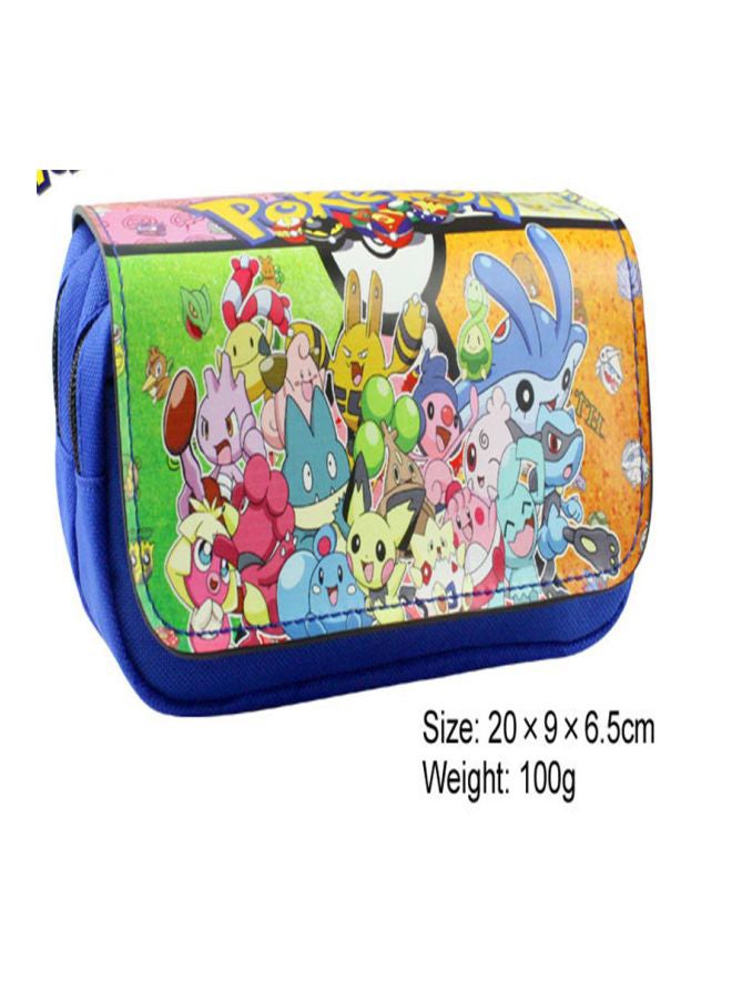 Lucky Pokemon Printed Dual Compartment Pencil Case Blue/Orange/Green - Image 3