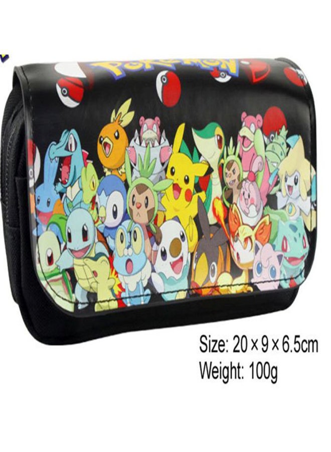 Lucky Pokemon Printed Dual Compartment Pencil Case Black/Yellow/Green - Image 2