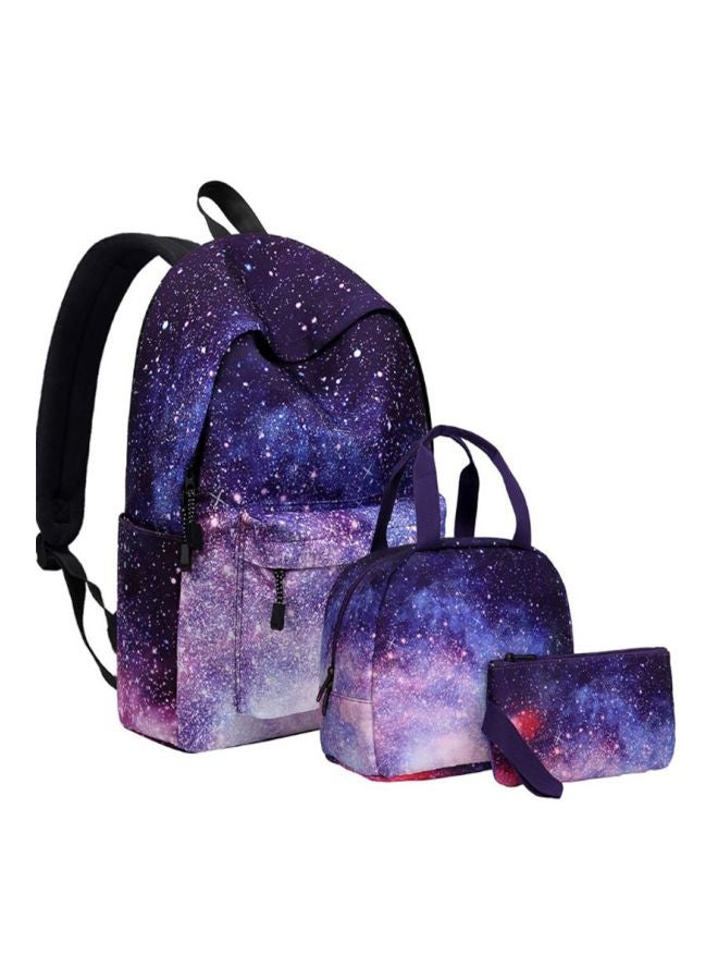 Lucky 3-Piece Kids Starry Sky Printed Backpack Set Purple/Black - Image 1
