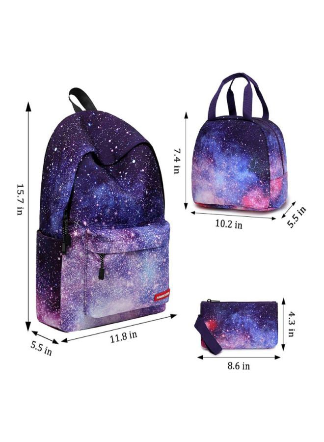 Lucky 3-Piece Kids Starry Sky Printed Backpack Set Purple/Black - Image 3