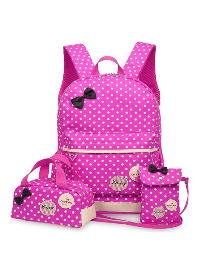 Lucky 3-Piece Girls Polka Dot Printed Backpack Set Pink/White/Black - Image 1