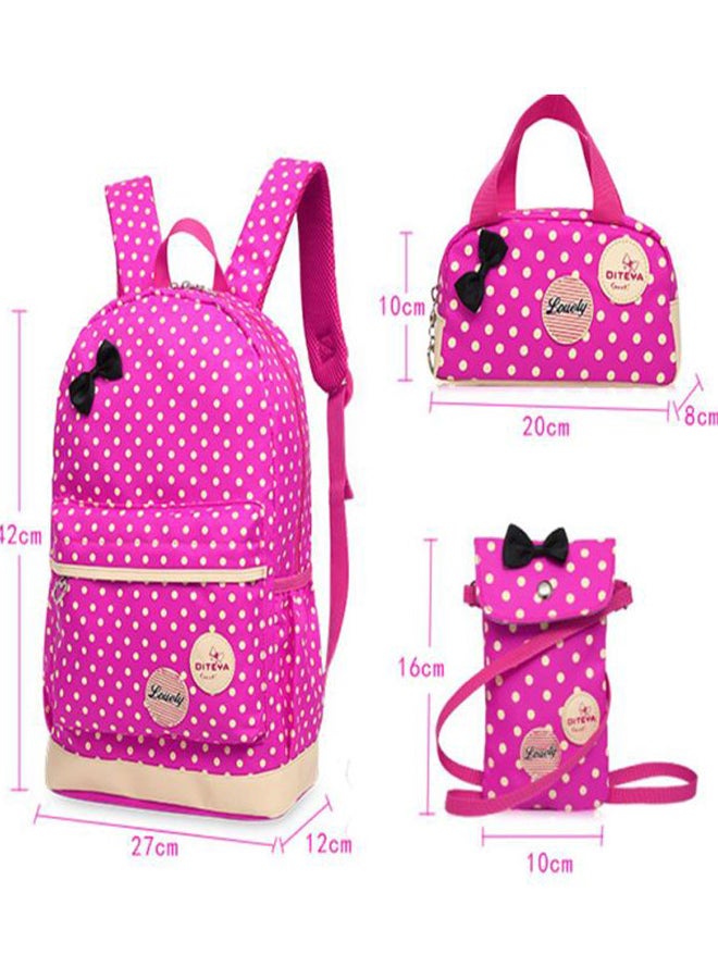 Lucky 3-Piece Girls Polka Dot Printed Backpack Set Pink/White/Black - Image 2