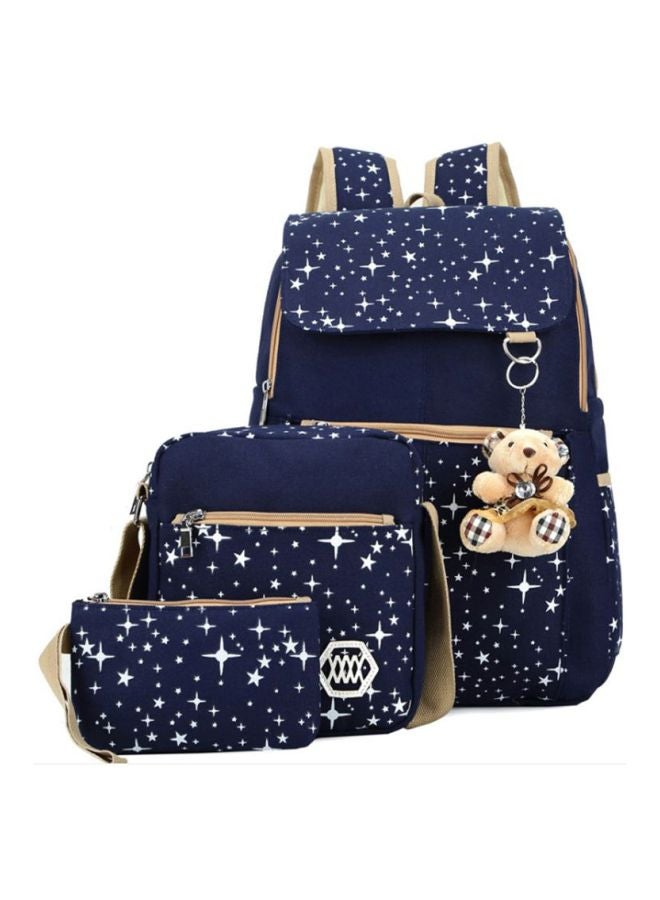 Lucky Canvas School Backpack With Patterned Bookbag And Pencil Case Blue - Image 1