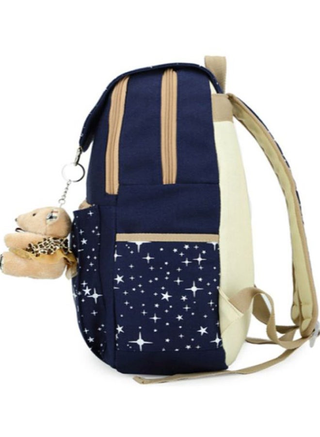 Lucky Canvas School Backpack With Patterned Bookbag And Pencil Case Blue - Image 2