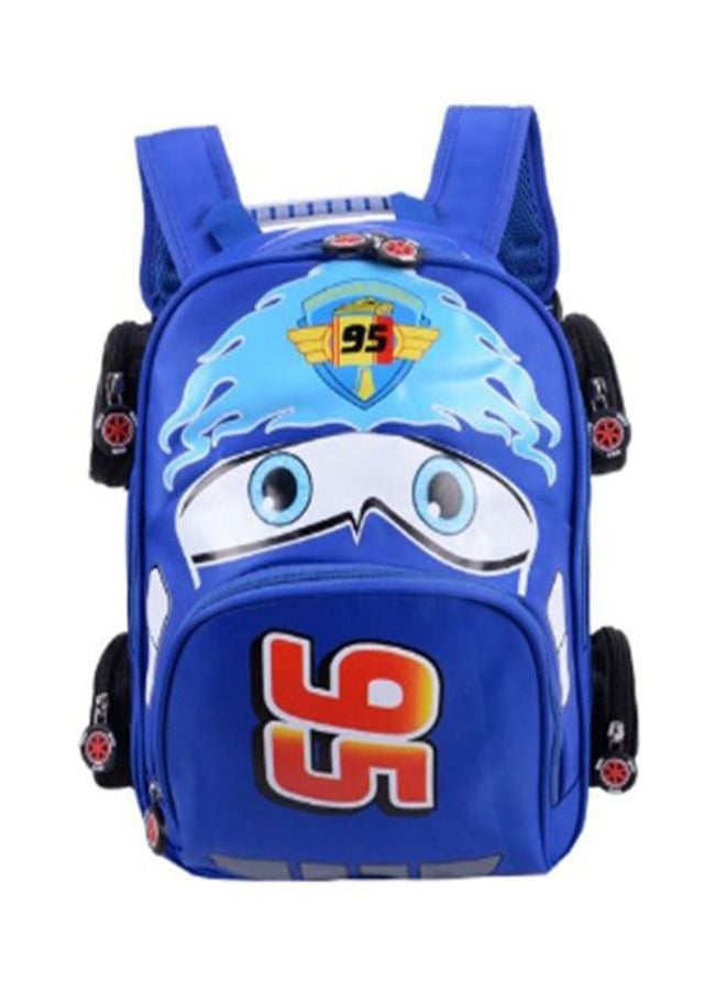 Lucky Kids Cartoon Car Printed Backpack 15 inch Blue/White/Black - Image 1