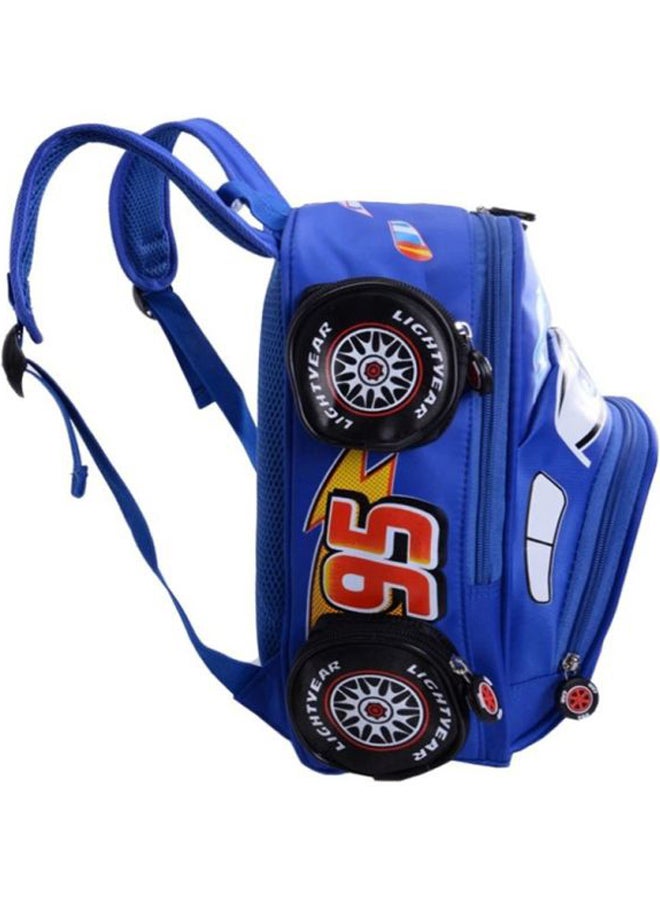 Lucky Kids Cartoon Car Printed Backpack 15 inch Blue/White/Black - Image 2