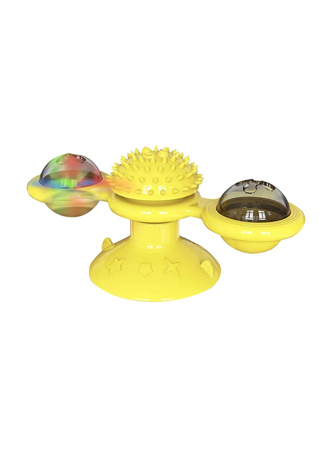 Interactive Cat Toys with Suction Cup, Windmill Cats Toy Soft Scratch Hair Brush Silicone Transparent Ball Washable Cat Grooming Shedding Massage for Pet Cats (Yellow) Yellow 15.8cm - Image 1