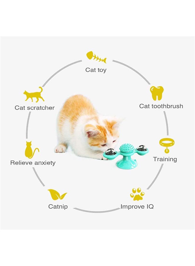 Generic Cat Toy,Windmill Cat Toy,Cat Windmill Toy with Led Ball and Catnip Ball, Cat Turntable Teasing Interactive Toy, Funny Kitten Windmill Ball, Massage Scratching Tickle,Blue Blue 15.8cm - Image 3