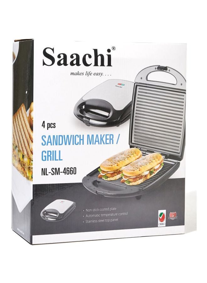 ساتشي ماكينة صنع السندويشات بقدرة 1100 وات، مزودة بعدد 4 فتحات 1100 W NL-SM-4660-BK أسود/ رمادي  - Image 3
