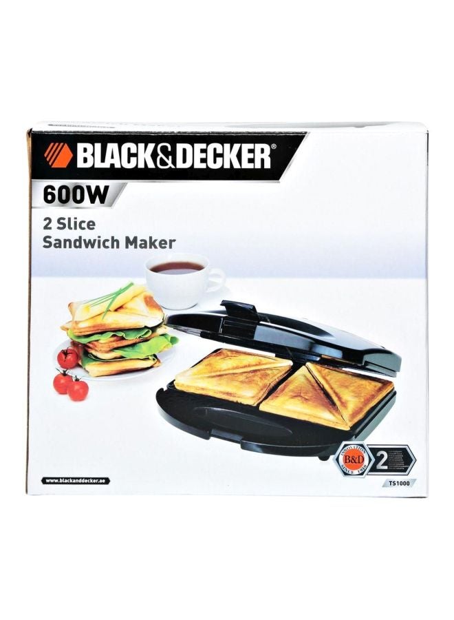 BLACK+DECKER - 2 Slice Sandwich Maker 600W 600.0 W TS1000-B5 Black - Image 1
