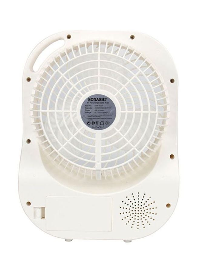 SONASHI - 6 Inch Rechargeable Mini Fan With Led Light - 3 Speeds High/Medium/Low | Solar Charge & Power Bank Functions | Continuous Working Of 3 Hours(High), 6 Hours(Mid) & 14 Hours(Low) SRF-607NR Red/White - Image 1