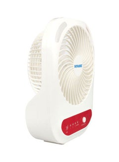 SONASHI 6 Inch Rechargeable Mini Fan With Led Light - 3 Speeds High/Medium/Low | Solar Charge & Power Bank Functions | Continuous Working Of 3 Hours(High), 6 Hours(Mid) & 14 Hours(Low) SRF-607NR Red/White  - Image 2