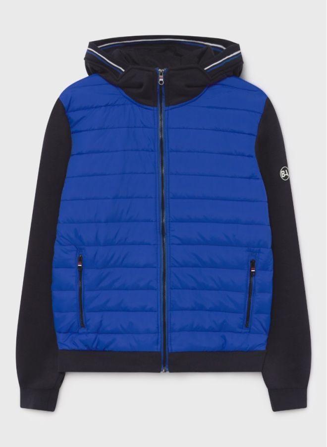 بلوايج جاكيت بغطاء للرأس مبطن بكبسولات أزرقأسود - Image 1