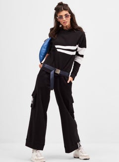 BlueAge Pure Sport Striped Sweatshirt Black/White  - Image 4