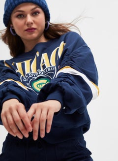 BlueAge Always Working  Sweatshirt Navy/Mustard/White  - Image 3