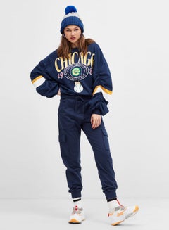 BlueAge Always Working  Sweatshirt Navy/Mustard/White  - Image 4