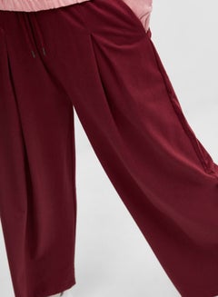 BlueAge Pleated Wide Leg Palazzo Pants Maroon  - Image 3