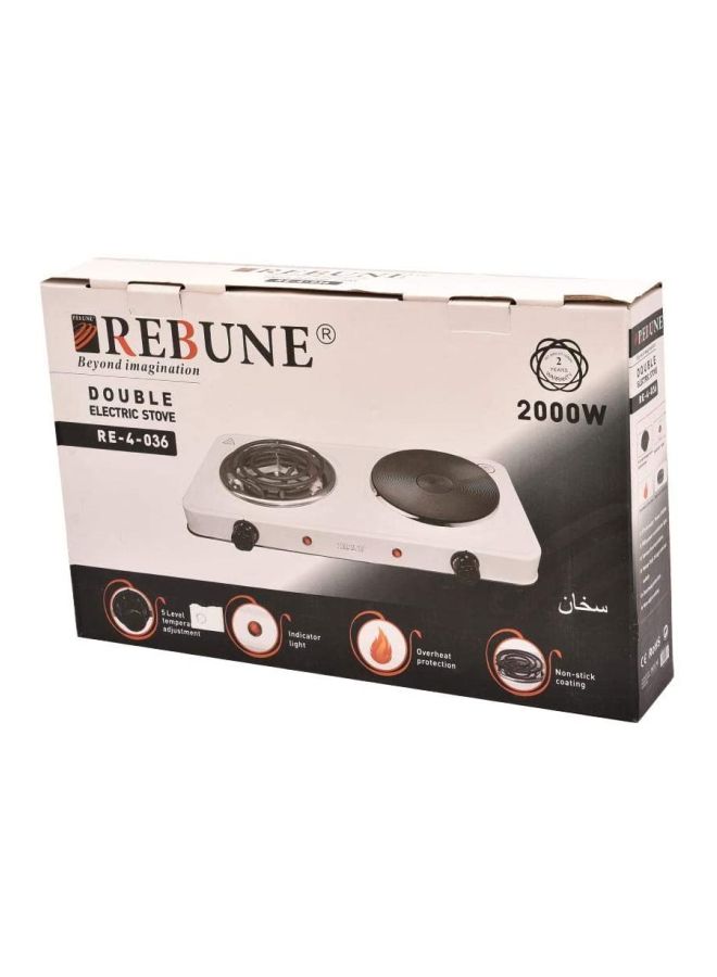 ريبون - سخان مسطح بشعلتين بقدرة 1000 وات 1000.0 W RE-4-036 أبيض/ أسود - Image 1