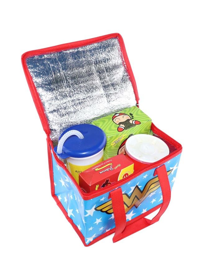 WB DC Wonder Woman Themed Girls Lunch Bag Light Blue/Red/Gold  - Image 3