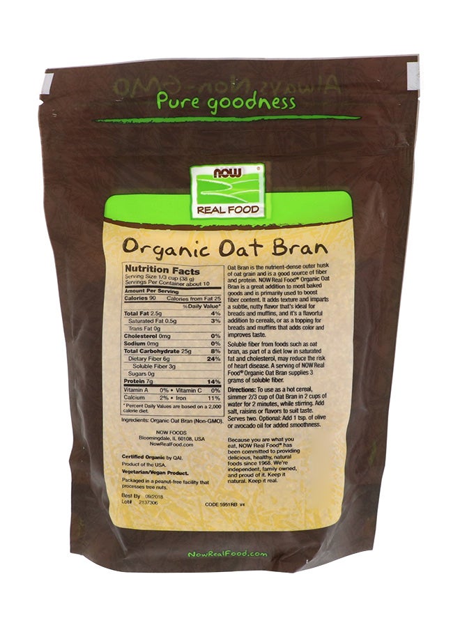 Now Foods Organic Oat Bran 397grams - Image 2