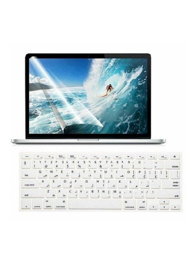Generic - 2-Piece Arabic/English Keyboard Layout With Screen Skin Set For MacBook Air Pro 13 White White - Image 1