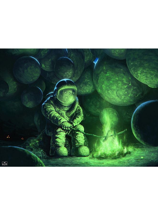 Fast Print Astronaut Printed Self Adhesive Wall Sticker Green/Black 160x120cm