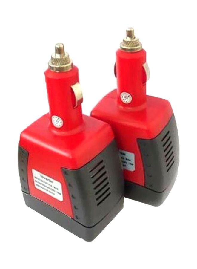 دي إل سي  طقم شاحن موبايل للسيارة مزود بمنفذ USB مكون من قطعتين أسود/أحمر