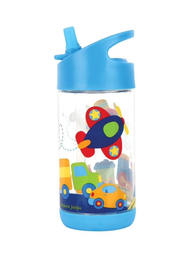 Stephen Joseph Transportation Printed Water Bottle Blue/Clear/Green 295ml - Image 1