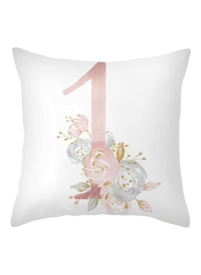 Beauenty Number 1 Themed Cushion Cover White/Pink/Grey 45x45cm 