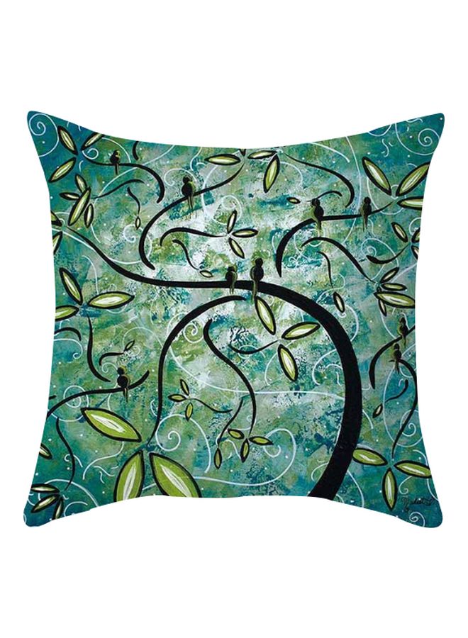 غطاء وسادة ديكور بطبعة كلاسيكية ورائعة ومزينة بشجرة أخضر/أسود 45x45سم